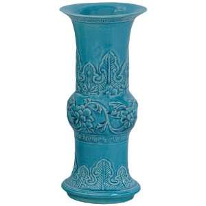    Turquoise Ming Style Set of 2 Porcelain Vases