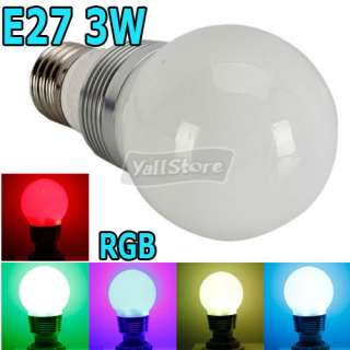E27 3W 85 265V 100LM RGB Aluminum LED Multi Color Globe Light  
