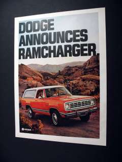 Dodge Ramcharger Truck 1974 print Ad  
