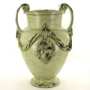  SCAVO DRAPPI MATTE Large Vase Urn w/2 Handles VERDE MATTE 