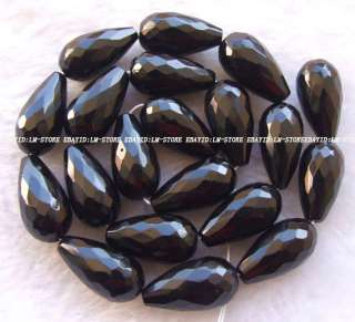 on62 10x20mm Black Onyx Faceted Drop Beads AAA 15.5  