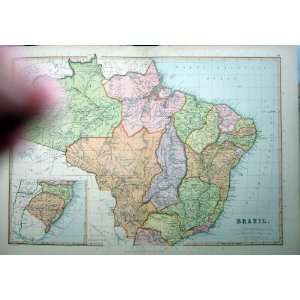  c1910 MAP BRAZIL MATTO AS SOUTH AMERICA ATLANTIC 