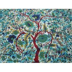  Tree of Life Linen Cotton Ethnic Design Bed sheet Cover 