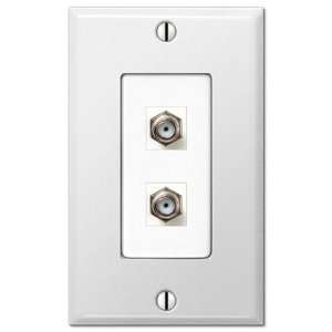  White Steel   2 Cable TV Wallplate