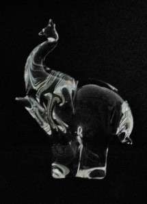 Blown Art Glass Elephant Paperweight 5 1/4 Tall  
