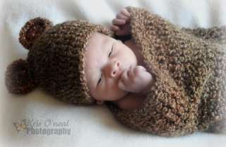 SWEET bear BABY NEWBORN COCOON / HAT PHOTO PROP  