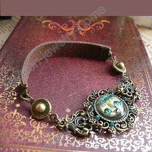fashion retro bronze flower leather Charm Bracelet  