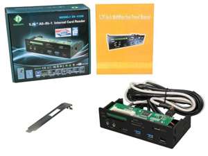 nMedia Black Aluminum Panel 5.25 Card Reader w/USB 3.0 837654795873 