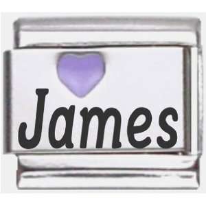  James Purple Heart Laser Name Italian Charm Link Jewelry