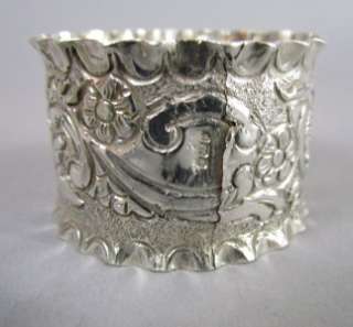   Antique English Repousse Sterling Silver Napkin Rings Set Edwardian