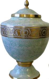 Robins Egg Blue Chalice Adult Urn, Brass  