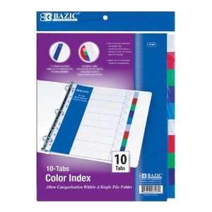  Bazic 3 Ring Binder Dividers with 10 Color Tabs (Case of 