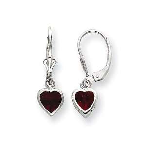  5mm Heart Garnet Earrings   Sterling Silver Jewelry