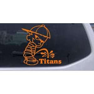 Pee On Titans Car Window Wall Laptop Decal Sticker    Orange 8in X 8 