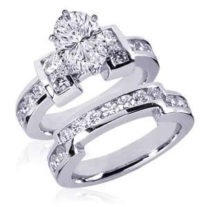   Shaped Diamond Wedding Rings Channel Set CUTEXCELLENT 14K VS1 G GIA