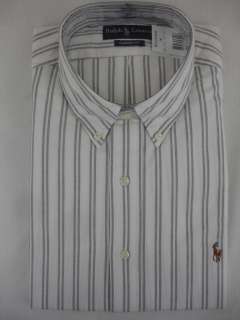 Polo Ralph Lauren Mens DRESS SHIRT Classic Fit Striped White Black 
