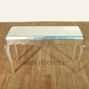 Distressed Silver/Gold French Mirrored 4.5Ft Console Desk Table 