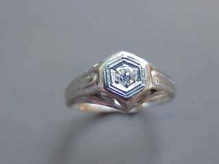 W6807  Vintage   18k White Gold and Diamond Ring   1920s   Old Mine 