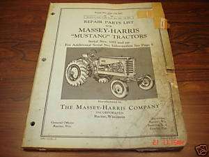 Massey Harris Mustang Parts Catalog Manual  