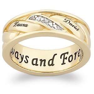    Mens 18K Gold over Sterling Woven Diamond & Name Band Jewelry