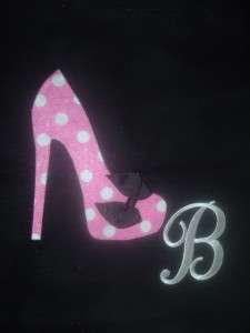 Personalized Monogrammed Pink Polka Dot Heel Shoe Tote