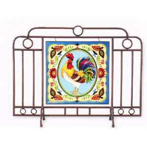   Country Rooster   Fireplace Screen by Joan Baker
