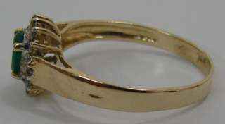 Beautiful Natural Emerald & .14ctw Diamond 14K Gold Ring 1.6g/Size 6.5 