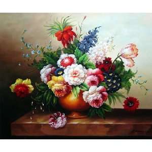  Blooming Peony Flowers on Table Painting Oil Painting 20 x 