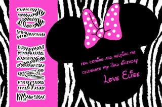 Pink Zebra Print Mickey & Minnie Mouse Thank You Cards  