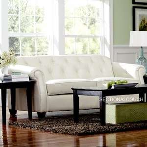Modern Classic Retro White Leather Sofa Couch 502551 Kristyna Button 