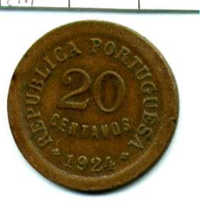 1924 Portugal 20 Centavos       XF 11010  