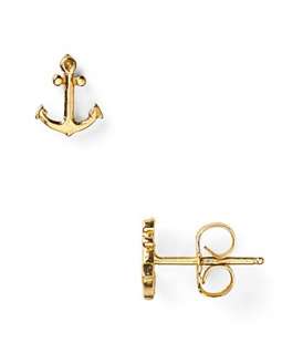 Dogeared Little Things Mini Gold Anchor Earrings   All Jewelry 