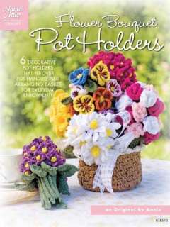 FLOWER BOUQUET POT HOLDERS, Crochet Pattern Book, NEW  