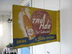   FLANGED TRUADE TRU ADE SODA BEVERAGE ADVERTISING SIGN 1951  