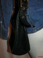 BFS01~COACH #9950 Vintage Black Leather Zip Top Shoulder Bag Handbag 