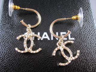 Auth CHANEL 10A Dangle Grainy Strass CC Earrings NEW  