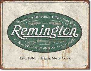 Vintage Retro Tin Sign Remington Firearm Weatherd Logo  