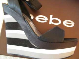   SHOES sandals HEELS platform peep toe wedges Taylor stripes  