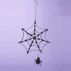 KSA Pack of 4 Spooky Halloween Metal Cobweb Ornaments with Spider