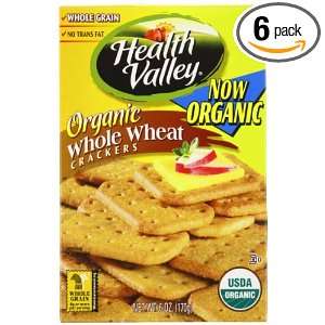 Health Valley Crackers, Organic Whole Wheat, 6 Ounce Boxes (Pack of 6)