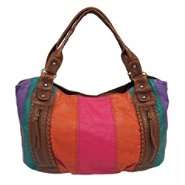 Bueno Womens Multicolored Shoulder Handbag Striped 