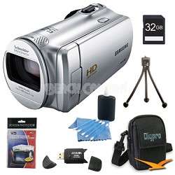 Samsung HMX F80SN HD Flash Memory Camcorder (Silver) With 32GB Memory 