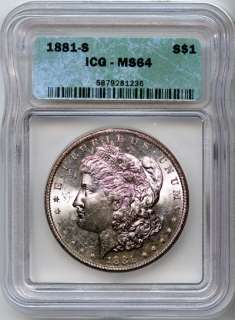 1881 S $1 Silver Morgan Dollar MS 64 ICG Certified  