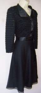 PETER NYGARD Black Ruffle Belted Lined Cocktail Versatile Dress 10 NWT 