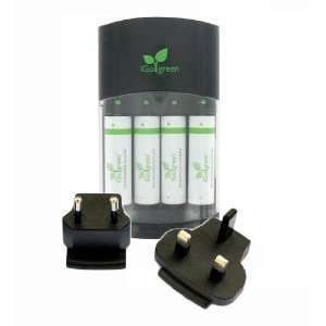 iGo Green Travel Charger with 4 AA Batteries   International Plugs 