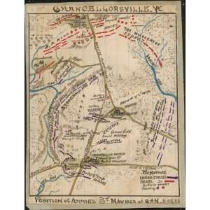 Civil War Map Chancellorsville, Va Position of armies 3rd May 1863 