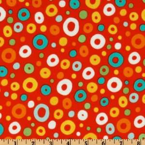  44 Wide Zoo Friends Flannel Circles Red Fabric By The 