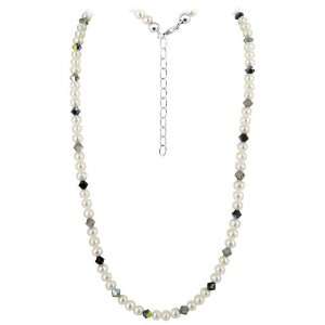 Sterling Silver Imitation Freshwater Pearl with Black AB 