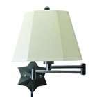   Star Wall Lamp, Oil Rubbed Bronze with Off white Linen Hardback Shade