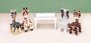 dollhouse miniature ANIMAL KITCHEN TABLE CHAIR DESIGN  